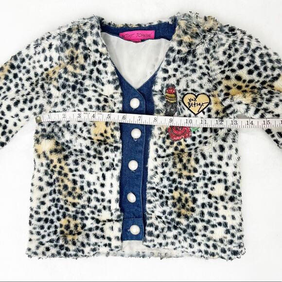 Betsey Johnson Toddler Faux Fur Coat Jacket Cheetah Leopard Cozy Designer Size 5 - Picture 8 of 9